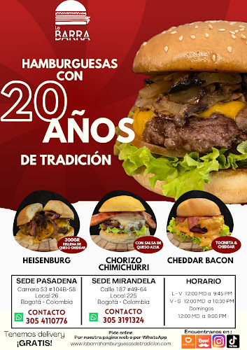 Opinii despre La Barra Hamburguesas de Tradición în Bogotá - Gastronomía y hostelería